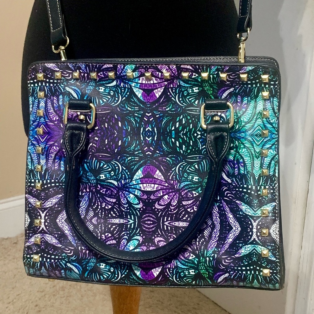 Elegant Multicolor Patterned Shoulder Bag